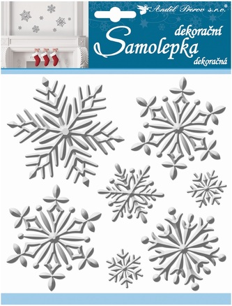 Samolepky vločky ledové kovový efekt 18x17 cm