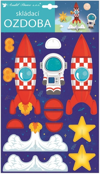 Skládací papírová raketa 21 x 36,5 cm