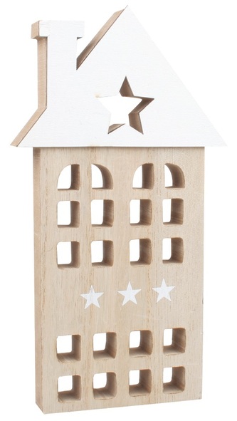 Dřevěný domeček s komínem na postavení 22 cm