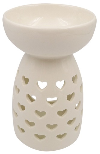 Aromalampa porcelánová bílá se srdíčky 14 cm