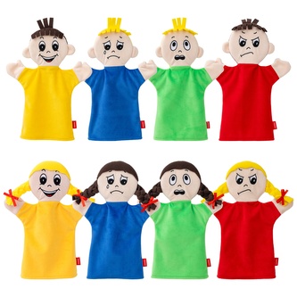 Sada Emoce, 4+4 kusů maňásků v textilním pytlíku