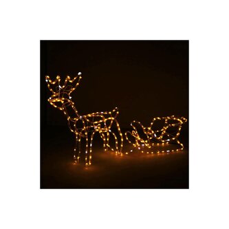 LED Sob se saněmi - 150cm, 264LED, IP44, teplá bílá + záblesky