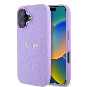 Guess PU Grained Classic Logo MagSafe Zadní Kryt pro iPhone 16 Plus Purple