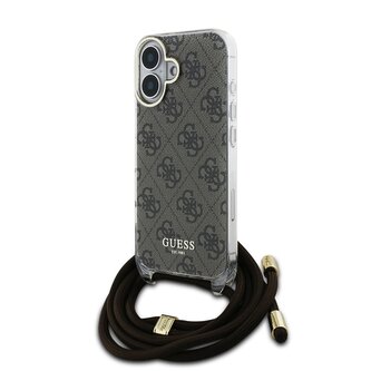 Guess IML 4G Printed Crossbody Popruh Zadní Kryt pro iPhone 16 Brown