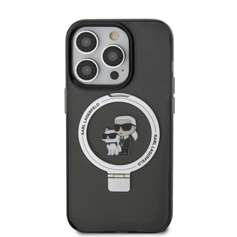 Karl Lagerfeld Ringstand Karl and Choupette MagSafe Zadní Kryt pro iPhone 16 Pro Black