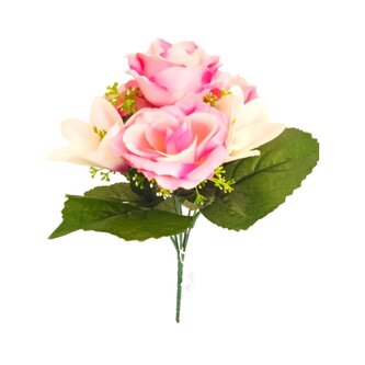 Růže kytice s přízdobou sv. růžová  H358