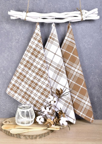 Utěrka bavlněná, Braun cucine 2058, set 3ks, hnědé