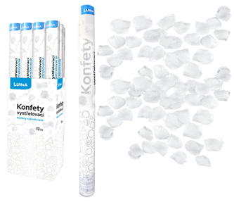 Konfety vystřelovací 60cm plátky růží bílé LUMA