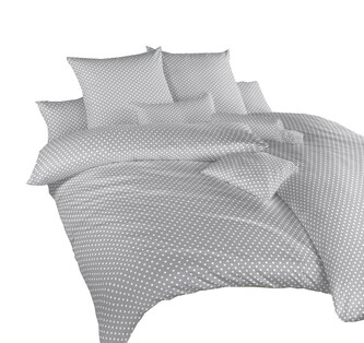 Dadka Povlečení bavlna Puntík bílý na šedém 220x200, 2x70x90 cm
