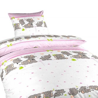 Dadka Povlečení krep do postýlky Sloni růžoví 90x130, 45x60 cm