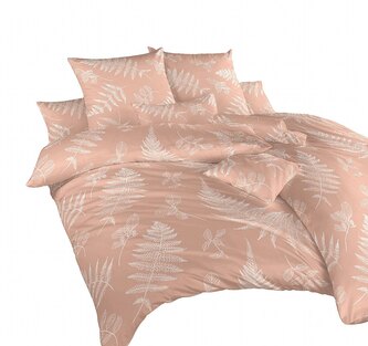 Dadka Povlečení krep Kapradí bílé na latté 200x200, 2x70x90 cm