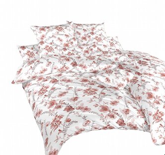 Dadka Povlečení bavlna Kvítí terracota na bílém 220x200, 2x70x90 cm