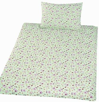 Hybler textil Povlečení bavlna do postýlky Méďa krmítko zelená 90x130, 45x60 cm