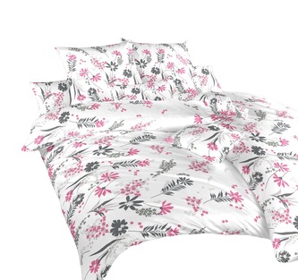 Dadka Povlečení bavlna Agáta růžová na bílém 240x220, 2x70x90 cm