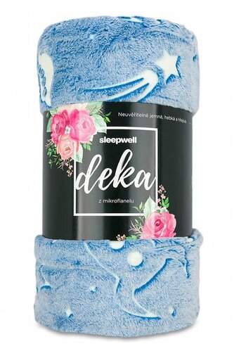 Svitap Mikroplyšová svítící deka Vesmír modrý 150x200 cm