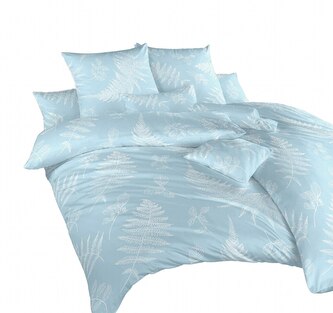 Dadka Povlečení krep Kapradí bílé na světle modrém 140x240, 70x90 cm