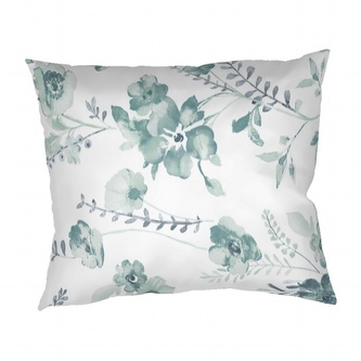Dadka Povlak na polštář bavlna Kvítí mentolové na bílém 40x50 cm