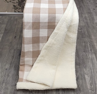 Deka beránek, Skandinávské káro, béžová, 150 x 200 cm