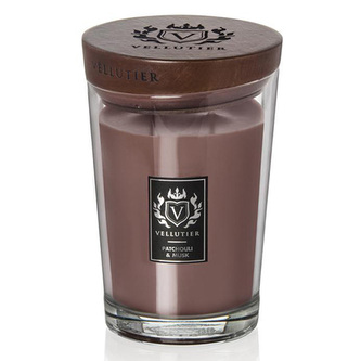 Vellutier Large Candle - Patchouli & Musk, Large Candle | Bwown | Woody | Patchouli & Musk