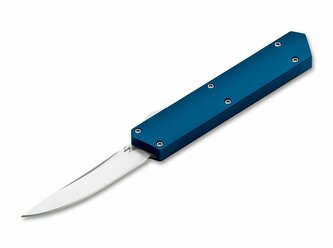 Böker Plus 06EX550 Kwaiken OTF Blue automatický nôž 8,1 cm, modrá, hliník, puzdro