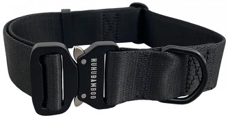 HUHUBAMBOO obojek JEDNOBAREVNÝ popruhový 4x43-74cm, černý