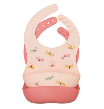 A Little Lovely Company - set dvou silikonových bryndáků - motýlci