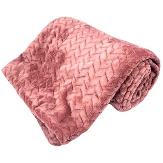 HOME ELEMENTS Mikroflanelová deka 150 x 200 cm, 220 GSM, Starorůžová Jacquard