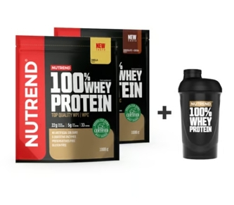 vánoční sada nápoj Nutrend 100% WHEY PROTEIN dárkové balení 2x1000g + šejkr