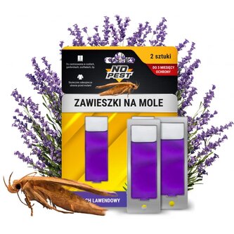 NO Pest Odpuzovač molů do šatníku, levandulový přívěsek, 2 ks.