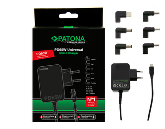 Nabíječka UNI PD 65W USB-C + 6 konektorů 18,5-20V