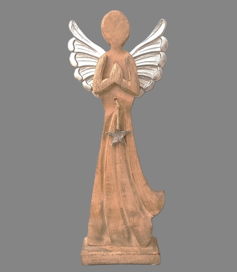 Anděl dřevo kovová křídla 47cm