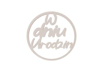 Drewniany napis - W dniu urodzin 5szt biały