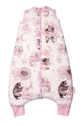 Teplejší spací vak s nohavičkami Baby Nellys, Zvířátka na mráčku, růžový, vel. M; M (2,5r-6l)
