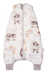 Teplejší spací vak s nohavičkami Baby Nellys, Zvířátka na mráčku, béžový, vel. M; M (2,5r-6l)