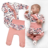Bavlněná sada 2D, body + polodupačky Růžičky, pudrově růžová; 56 (1-2m)