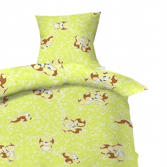 Hybler textil Povlečení bavlna do postýlky Štěně zelené 90x130, 45x60 cm