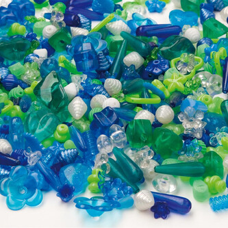 Korálky plastové 1000 ks modro zelené