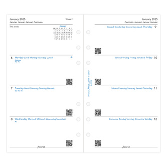 Filofax, Kalendář 2025 osobní, týden/2 strany, 5 jazyků