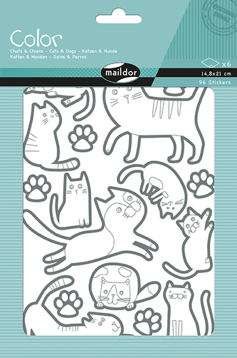 Sada samolepek k vybarvení Kočky a psi, Maildor