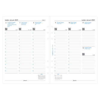 Filofax, Kalendář 2025 A5, týden/2 strany, linky, ČJ + SJ