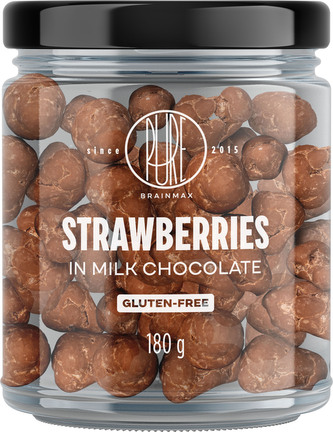 BrainMax Pure Strawberries in Milk Chocolate, Jahody v mléčné čokoládě, 180 g