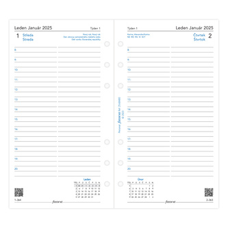 Filofax, Kalendář 2025 osobní, den/1 strana, linky, ČJ + SJ