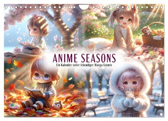 Anime Seasons: Ein Kalender voller lebendiger Manga-Szenen (Wandkalender 2025 DIN A4 quer), CALVENDO Monatskalender