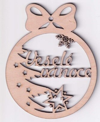 Dřevěná ozdoba Veselé Vánoce - Vánoční Stromeček 10 cm