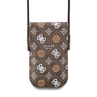 Guess PU 4G Peony Multicolor Taška na Telefon Brown