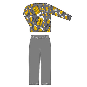 Lonka® Lopping pyžamo dlouhý rukáv pivo/velké tm.šedá M 1 ks