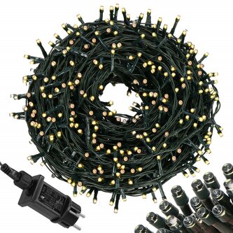 LED světelný řetěz - 17,5m, 300LED, 8 funkcí, IP44, teplá bílá