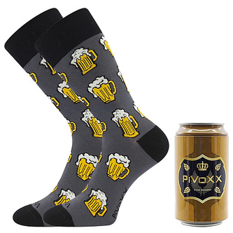 VoXX® ponožky PiVoXX + plechovka navíc vzor A + hnědá plechovka 39-42 (26-28) 1 pár