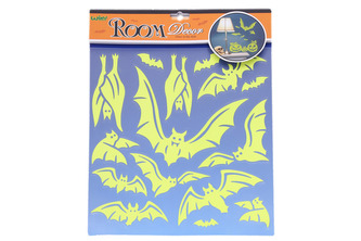 Nálepky na zeď svítící ve tmě 38x31 cm Netopýři HALLOWEEN