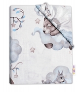 Dětské bavlněné prostěradlo do postýlky Baby Nellys, Zvířátka na mráčku, modré; 120x60